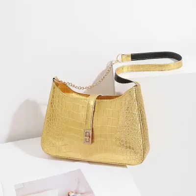 GOLD EDGE CROCODILE PATTERN UNDERARM BAG